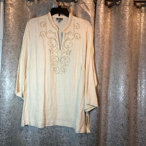 Gold Detail Tunic-Oatmeal